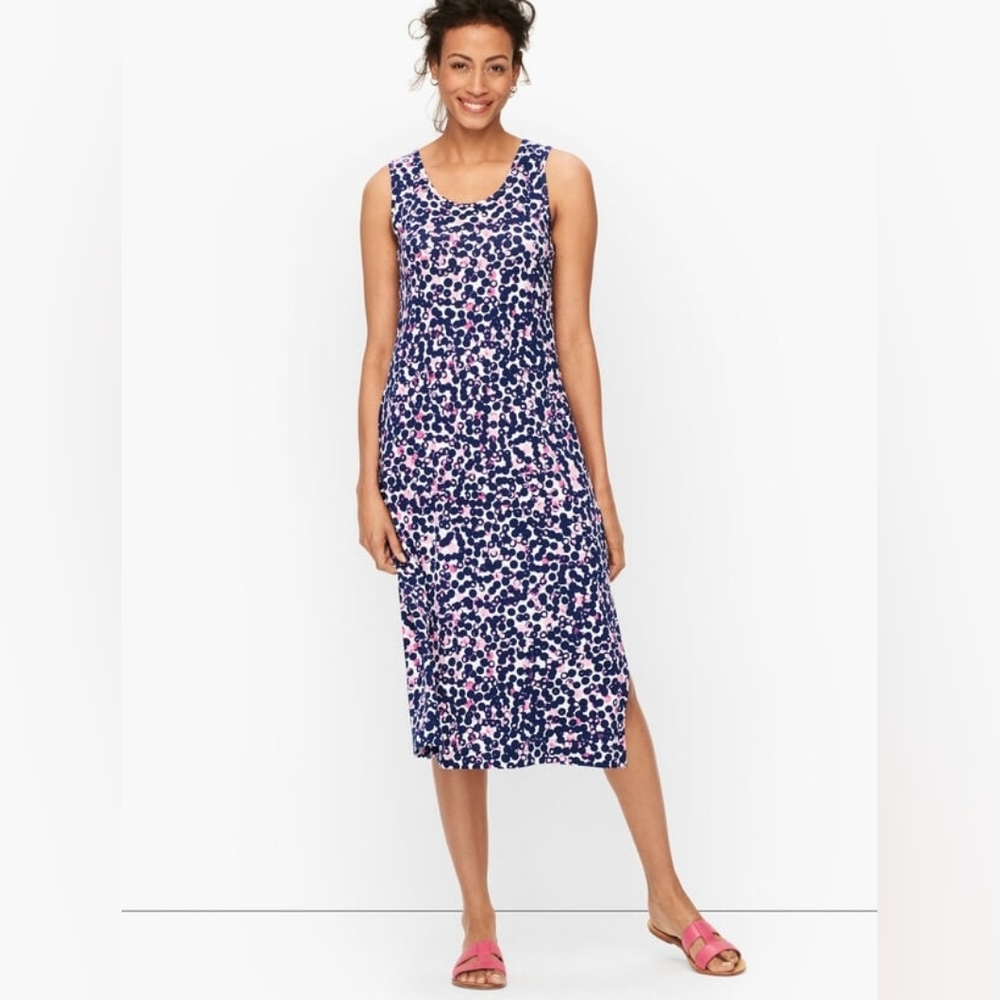 T By Talbot's Purple Pink Polka Dot Twist Back Midi Dress Women Size Extra Large